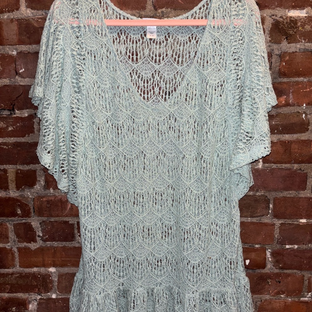 Eberjey Mint Green Crochet Swim Cover-Up Size M/L